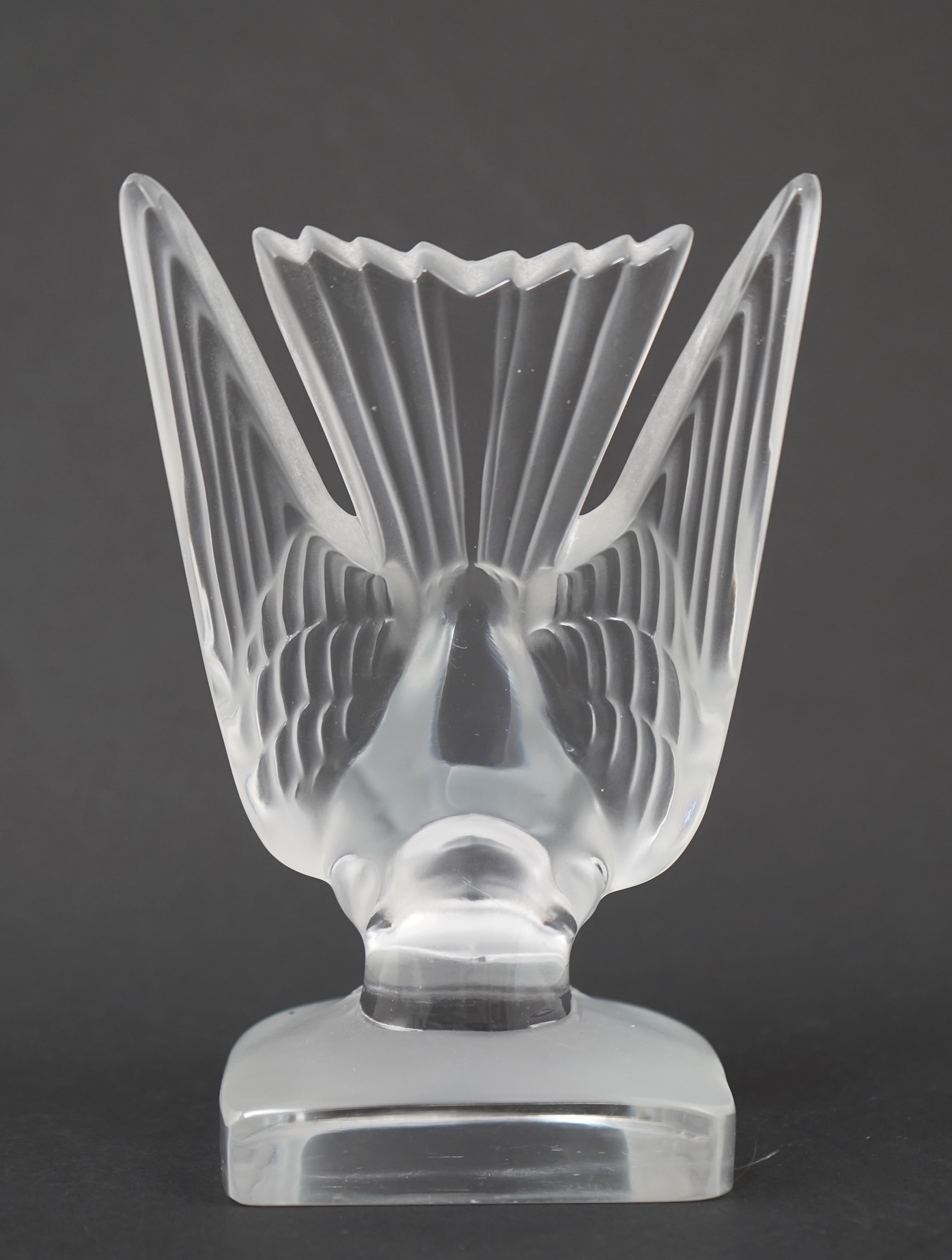 A Lalique frosted glass dove bookend, post-war, 15.5cm